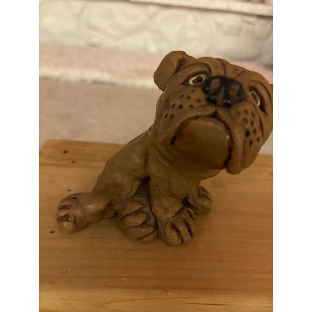 Vintage UGA Dawgs Bulldog Figurine By Dave Grossman 1973 Statute Bulldog Signed